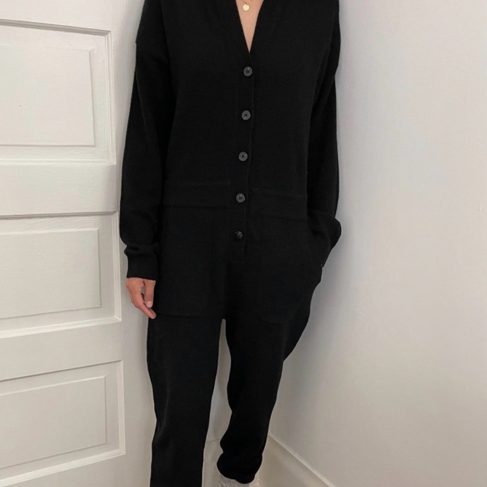 Le Bon Shoppe Cashmere Blend Sweater Button-Up Jumpsuit - Picture 5 of 5